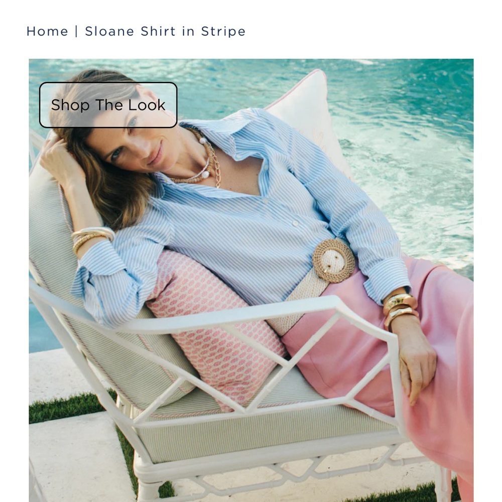 J. McLaughlin Teal and White Striped Sloane Shirt Silk Blend - Picture 4 of 11
